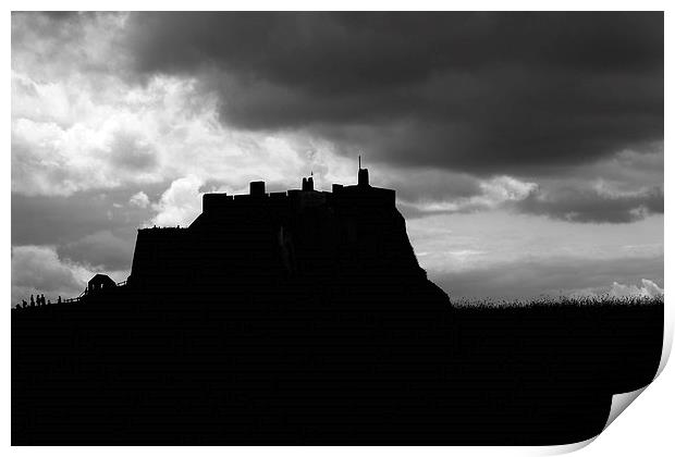  Lindifarne Castle at Holy Island in silhouette. Print by Ivan Kovacs