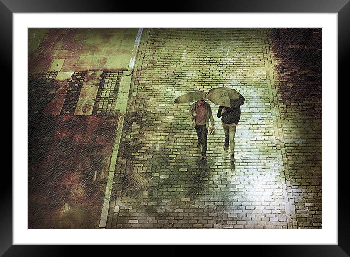  Rainy Day Men Framed Mounted Print by Mal Bray