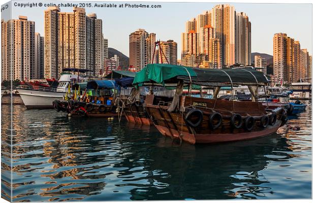 Aberdeen harbour - Hong Kong Canvas Print by colin chalkley