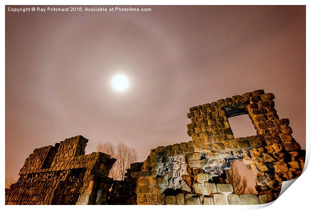  Moon Halo at St Bedes Monastery  Print by Ray Pritchard