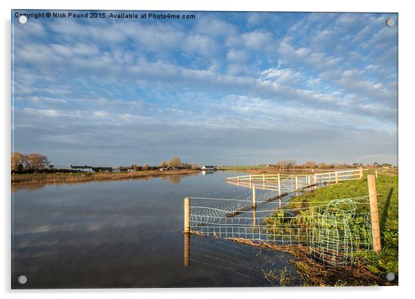 The River Parrett in Flood Acrylic by Nick Pound