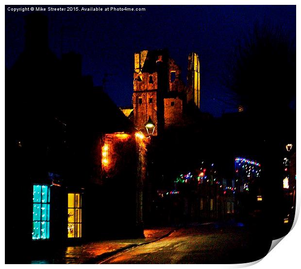  Corfe Castle at night Print by Mike Streeter
