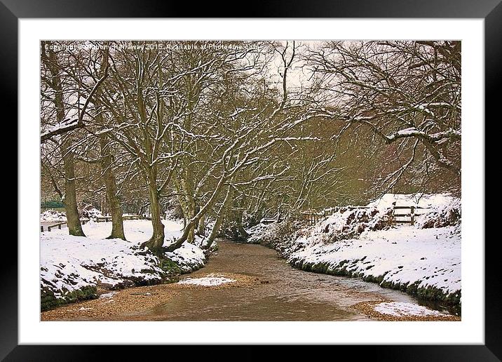  FOREST STREAM IN THE SNOW Framed Mounted Print by Anthony Kellaway