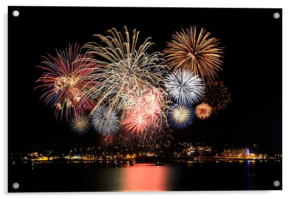  Fireworks Torquay  Acrylic by Rosie Spooner