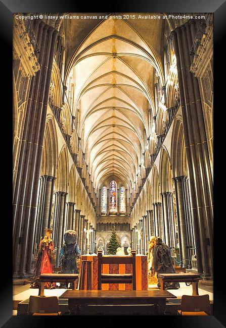  Salisbury Cathedral At Christmas Time Framed Print by Linsey Williams