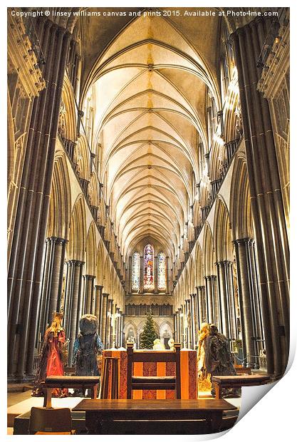  Salisbury Cathedral At Christmas Time Print by Linsey Williams