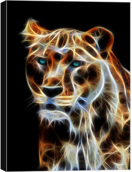  Lioness Fractal Flame Wall Art Canvas Print by Tanya Hall