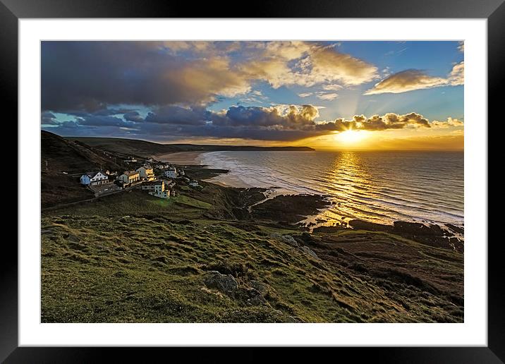  Woolacombe Bay sunset. Framed Mounted Print by Dave Wilkinson North Devon Ph