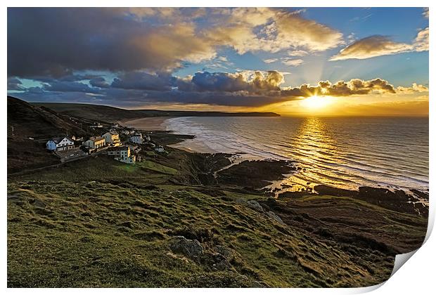  Woolacombe Bay sunset. Print by Dave Wilkinson North Devon Ph