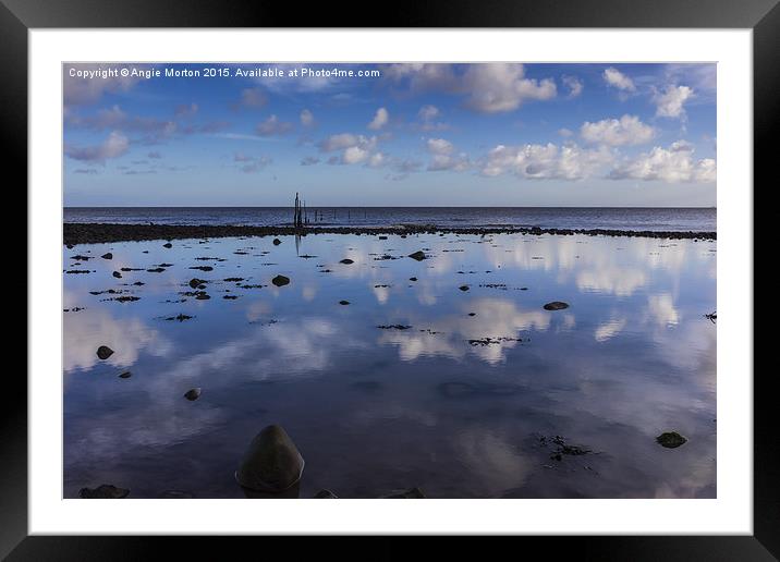 Reflection on Minehead Beach Framed Mounted Print by Angie Morton