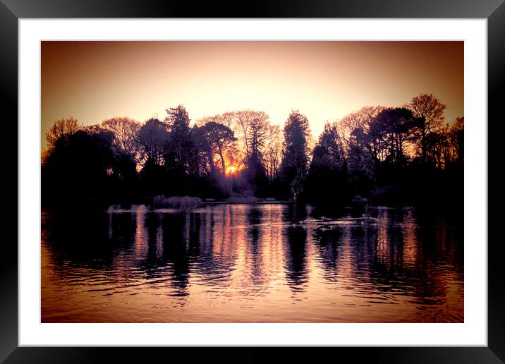 Sunset at the Lake.  Framed Mounted Print by Becky Dix