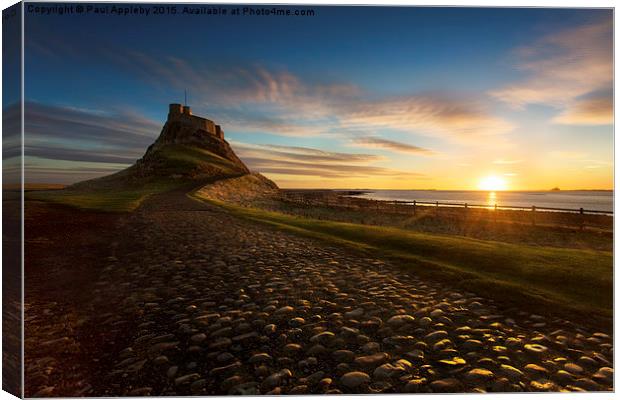  In the Warm morning light - Lindisfarne Castle, N Canvas Print by Paul Appleby