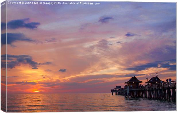  Sunset On Naples Beach Canvas Print by Lynne Morris (Lswpp)