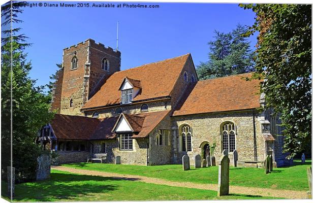  St Peters Boxted Canvas Print by Diana Mower