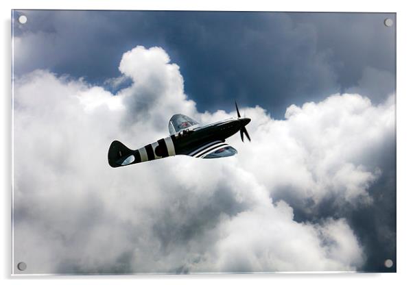 Spitfire Cloudy Skies  Acrylic by J Biggadike