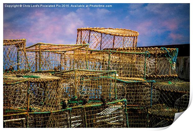 Wicker Fishing Baskets Print by Chris Lord