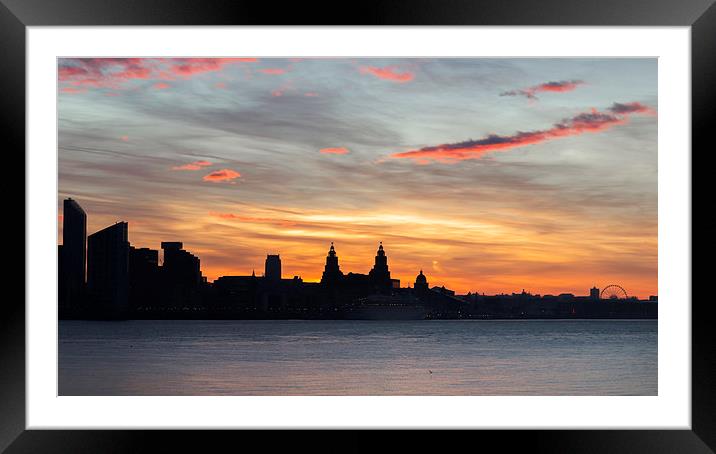  Liverpool silhouette sunrise Framed Mounted Print by Rob Lester