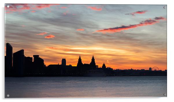  Liverpool silhouette sunrise Acrylic by Rob Lester