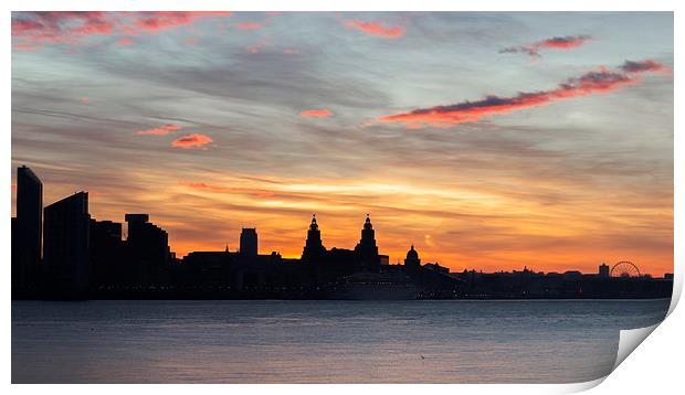  Liverpool silhouette sunrise Print by Rob Lester