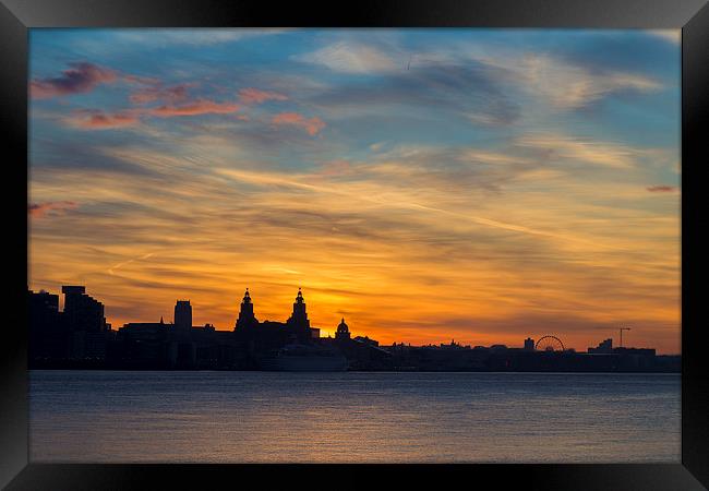  Silhouette liverpool sunrise Framed Print by Rob Lester