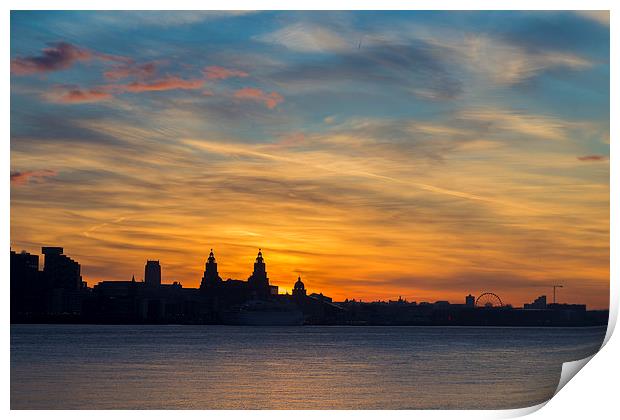  Silhouette liverpool sunrise Print by Rob Lester