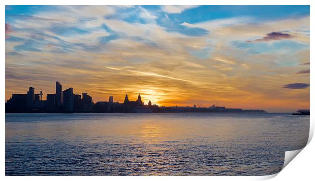 Liverpool skyline sunrise Print by Rob Lester
