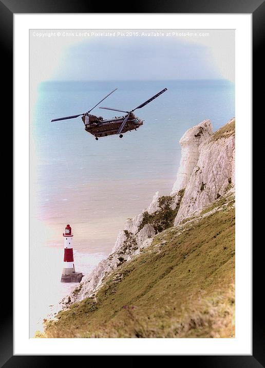 A Chinook At Beachy Head Framed Mounted Print by Chris Lord