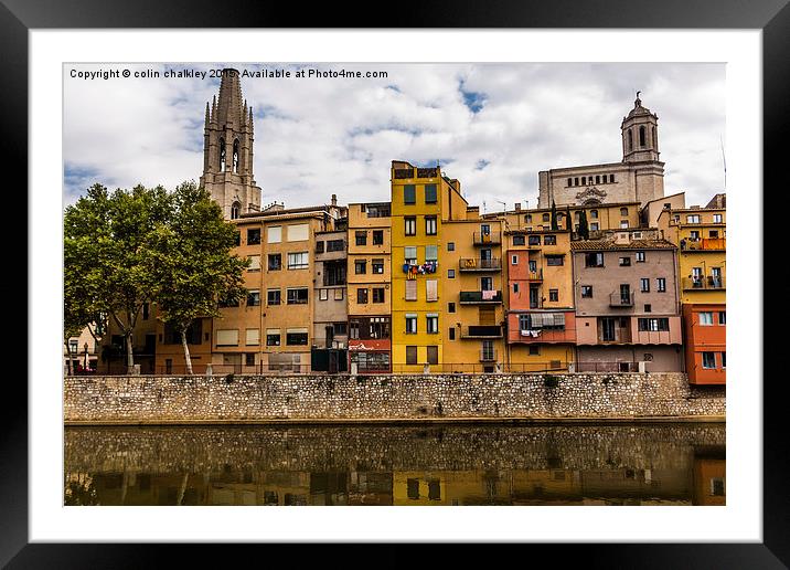  View Across the River Onyar in Girona, Spain Framed Mounted Print by colin chalkley