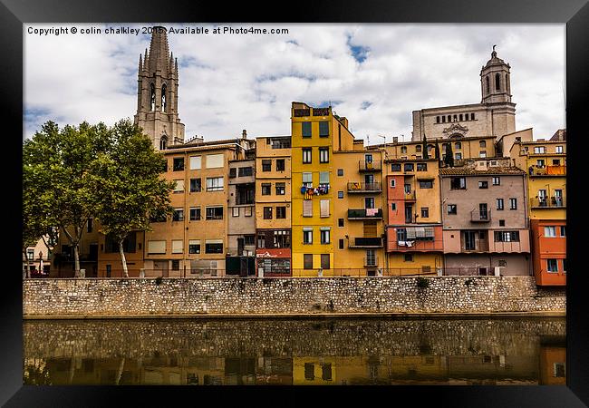  View Across the River Onyar in Girona, Spain Framed Print by colin chalkley