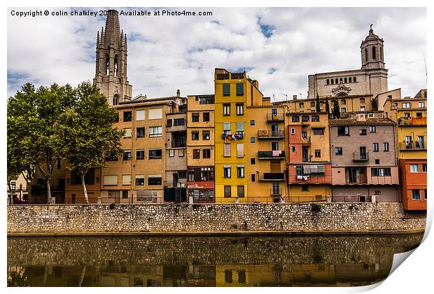  View Across the River Onyar in Girona, Spain Print by colin chalkley