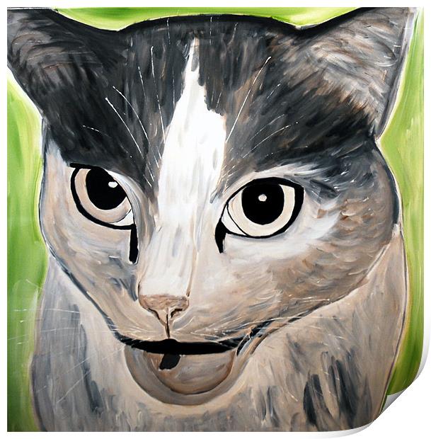 My Painting of an angry Cat Print by JEAN FITZHUGH