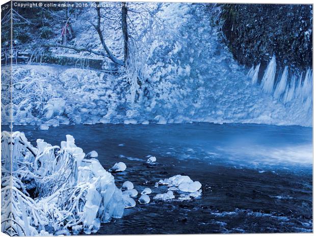  Ice at Horsetail Falls, Oregon Canvas Print by Hans Franchesco