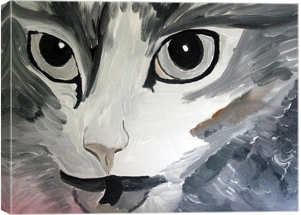 cats angry eyes painting Canvas Print by JEAN FITZHUGH