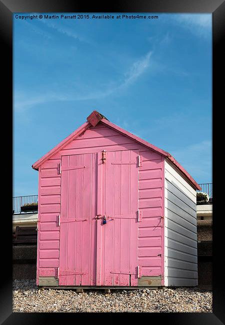 Pink Beach Hut Framed Print by Martin Parratt