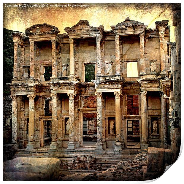  The Library at Ephesus Print by LIZ Alderdice
