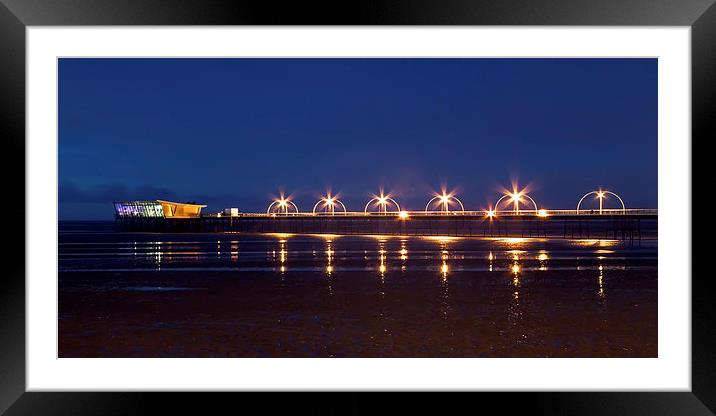 Southport Pier at Night Framed Mounted Print by Roger Green