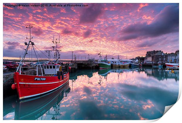 Sunrise at Padstow Print by Helen Hotson