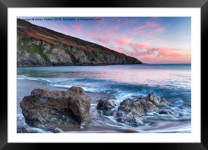 Sunset on the Cornish Coastline Framed Mounted Print by Helen Hotson