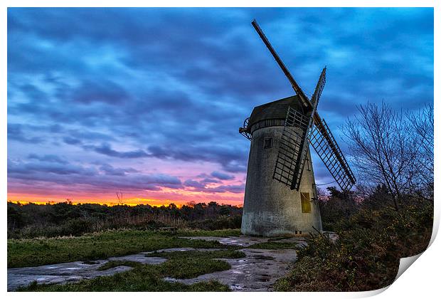 Bidston windmill Sunrise Print by Rob Lester