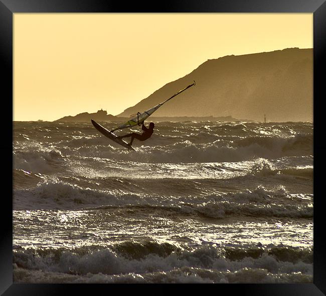 Windsurfing off Marazion Bay Framed Print by C.C Photography