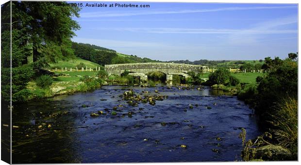 JST3078 Bellever stone bridge Canvas Print by Jim Tampin