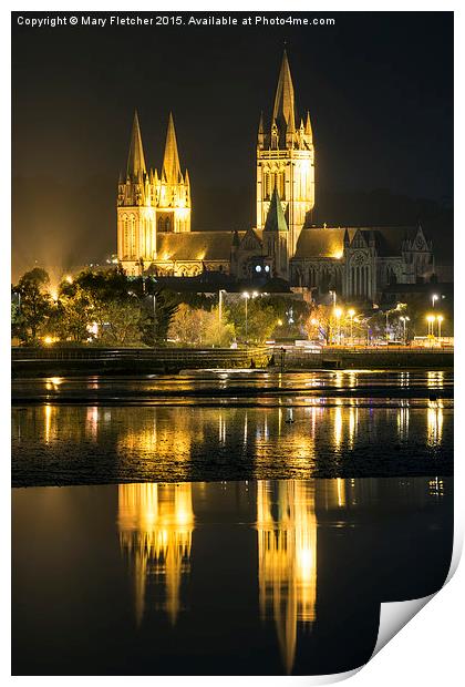  Truro Cathedral at night Print by Mary Fletcher