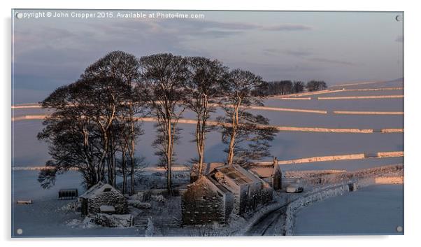 Dawn light Lees Barn Acrylic by John Cropper
