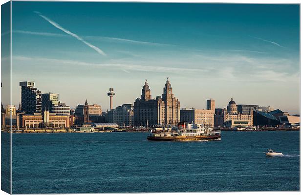  Ferry across the Mersey Canvas Print by Mark Clair
