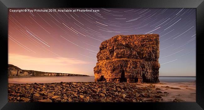  Marsden Rock with Star Trails Framed Print by Ray Pritchard