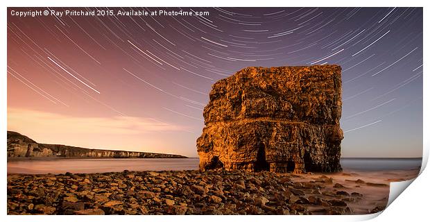  Marsden Rock with Star Trails Print by Ray Pritchard