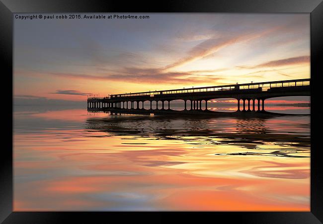  Sunset pier. Framed Print by paul cobb