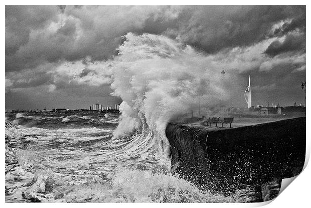 Waves crashing over sea wall Print by Sharpimage NET