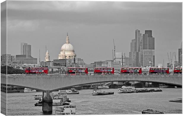  Six Buses at Once Canvas Print by Simon Hackett