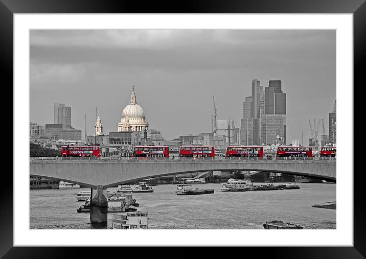  Six Buses at Once Framed Mounted Print by Simon Hackett